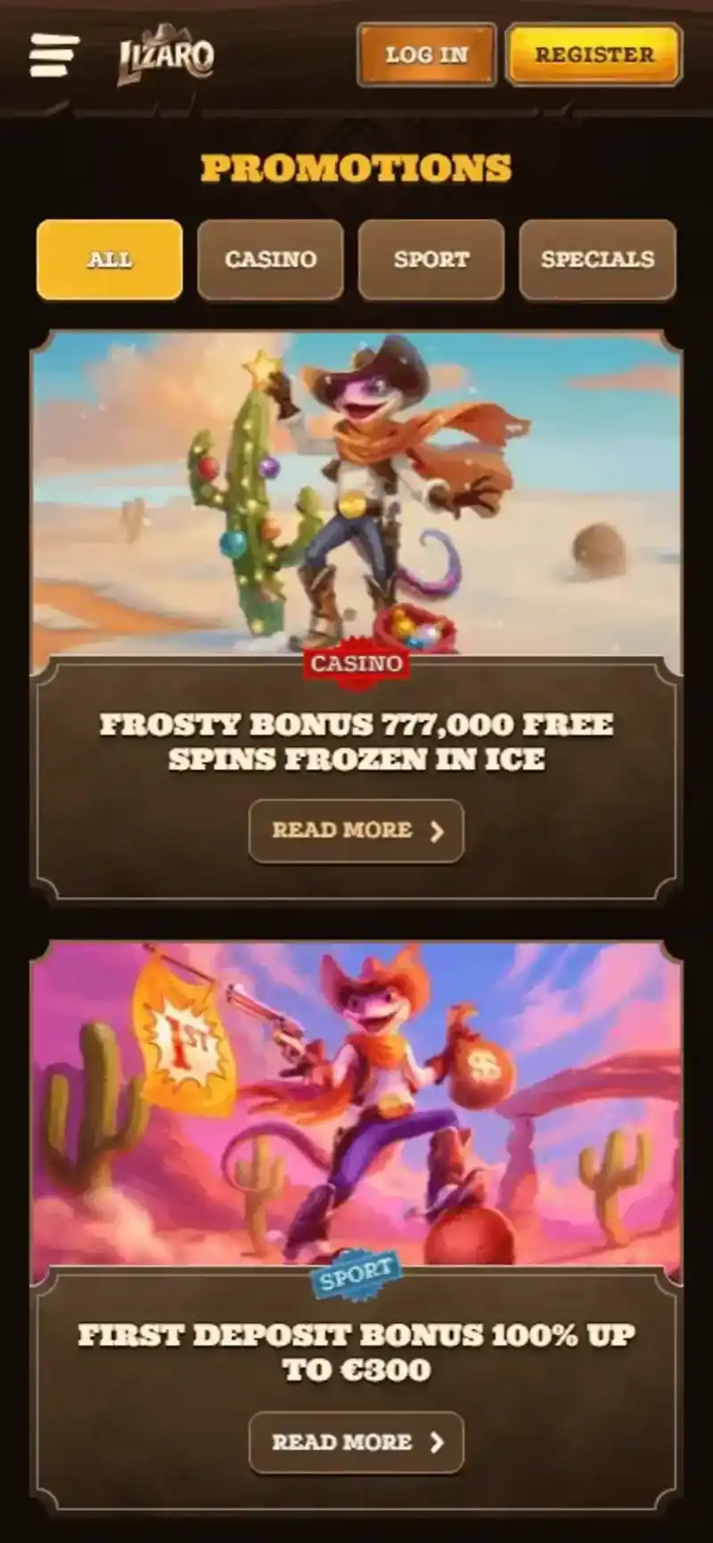 Promotions Lizaro mobile - bonus de bienvenue 100% jusqu'à 300 €